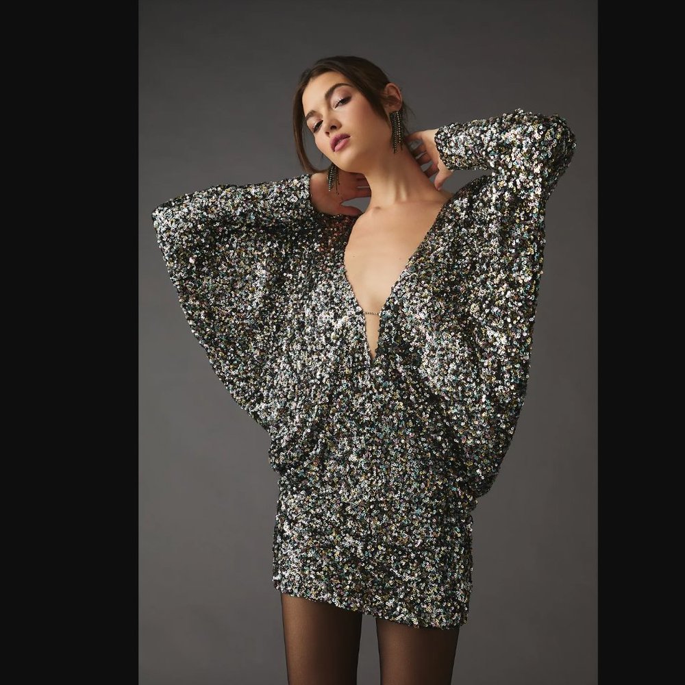 Anthropologie ASTR the Label "Nebula" Bat-Wing Sequin Mini Dress